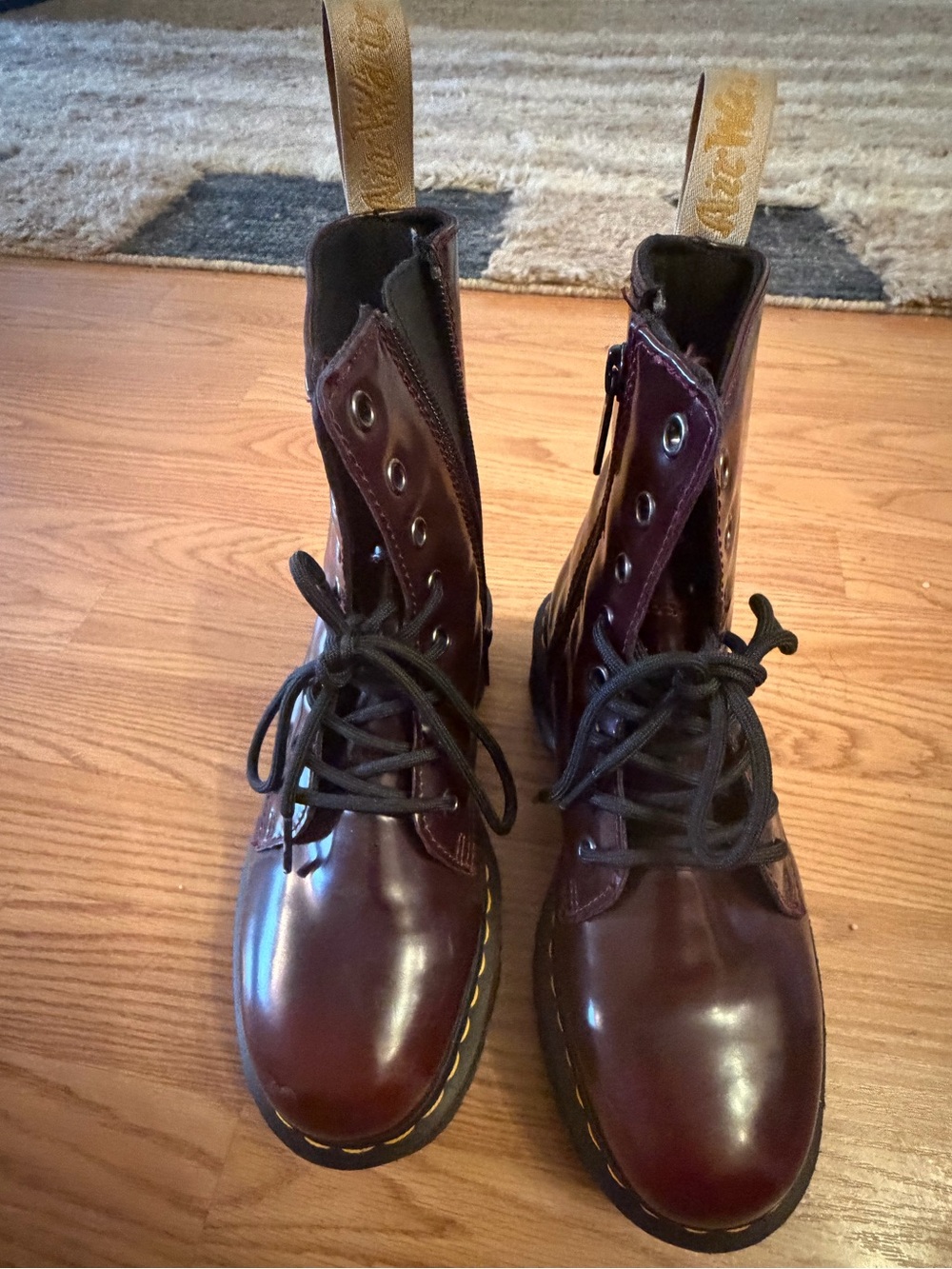 Dr. Martens Women's Lace-Up Cherry Red Leather Boots